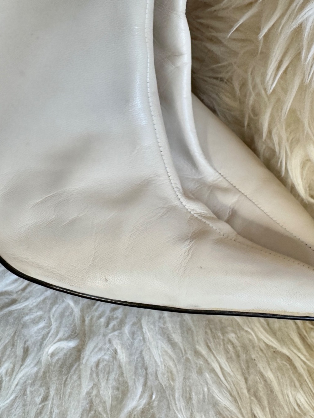 ALDO Vintage Y2K Ivory Leather Pointed Toe Boots Early 2000s pointy toes Size 9 - Picture 12 of 16